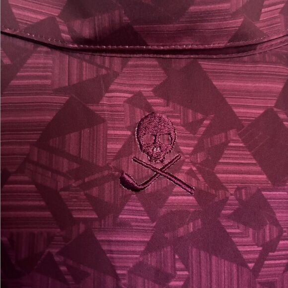 Robert Graham Men's Hydrus Short-Sleeve Knit Polo Shirt in Berry Size XL - Picture 7 of 10